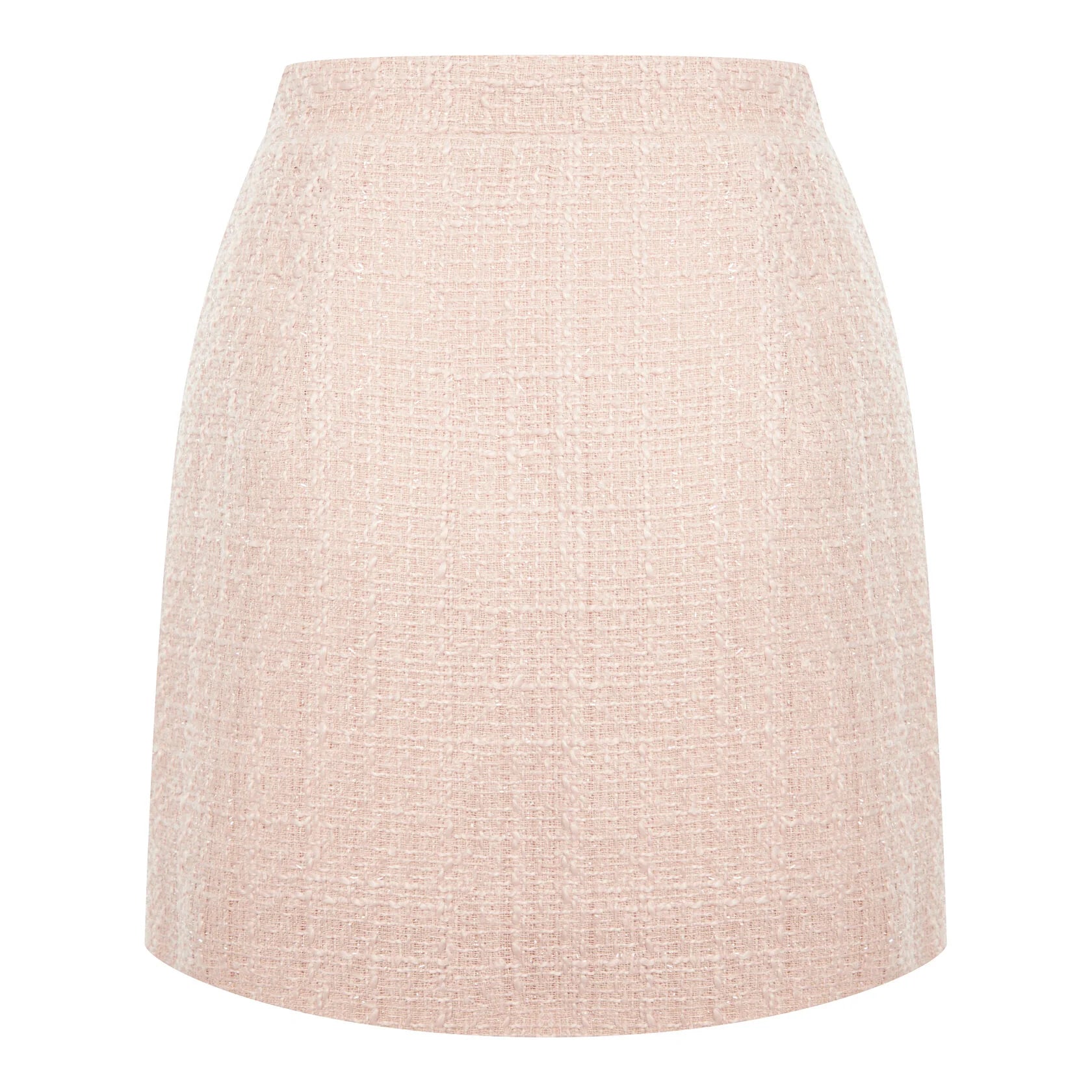 Jupe courte en tweed rose poudré
