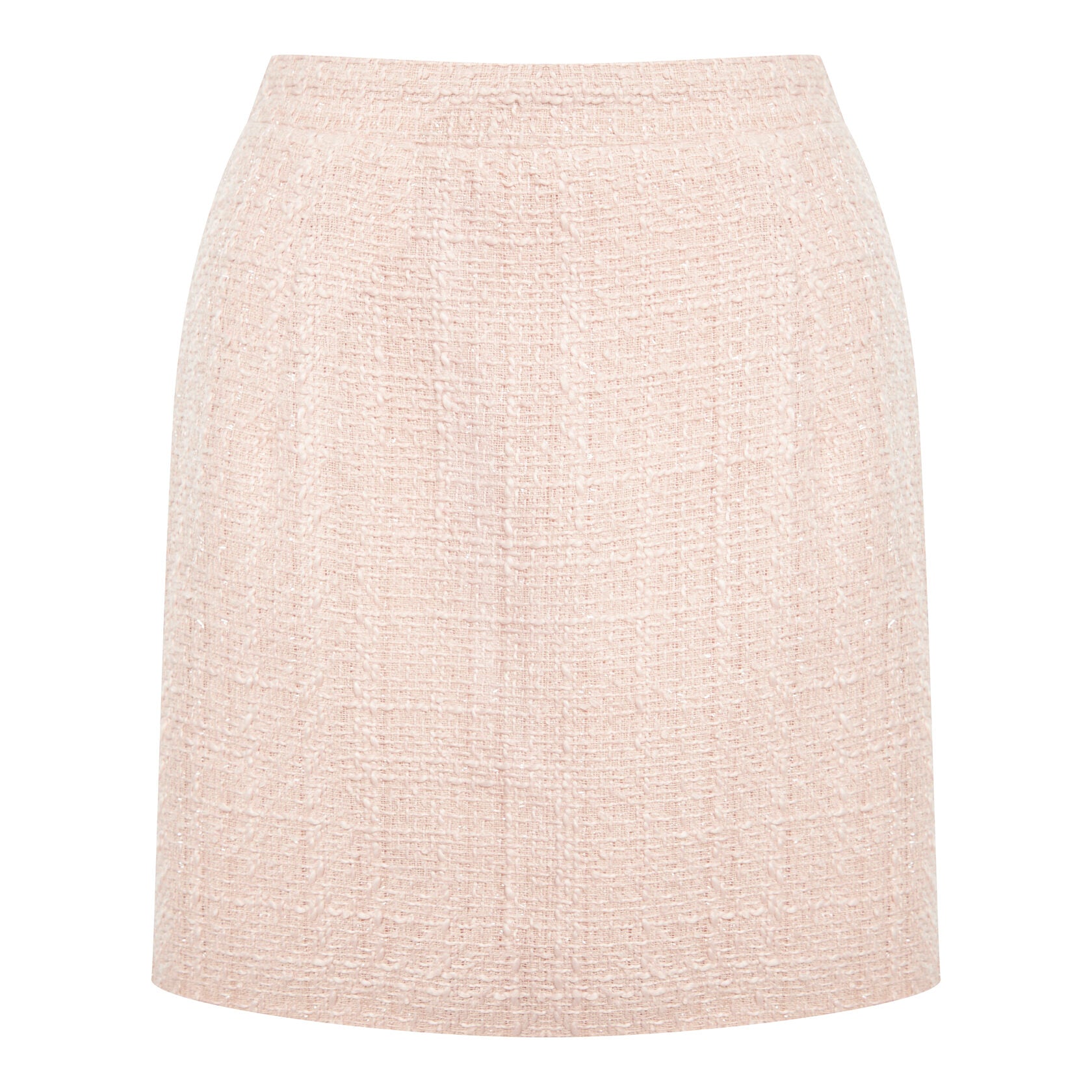 Jupe courte en tweed rose poudré