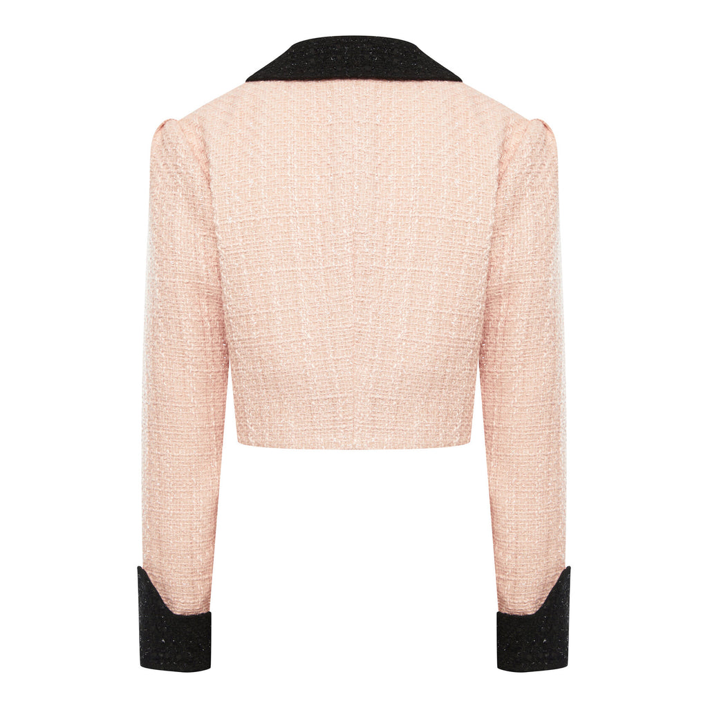 Veste en tweed rose poudrée