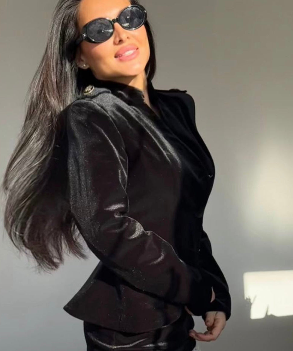 Blazer court en velours "Imba"