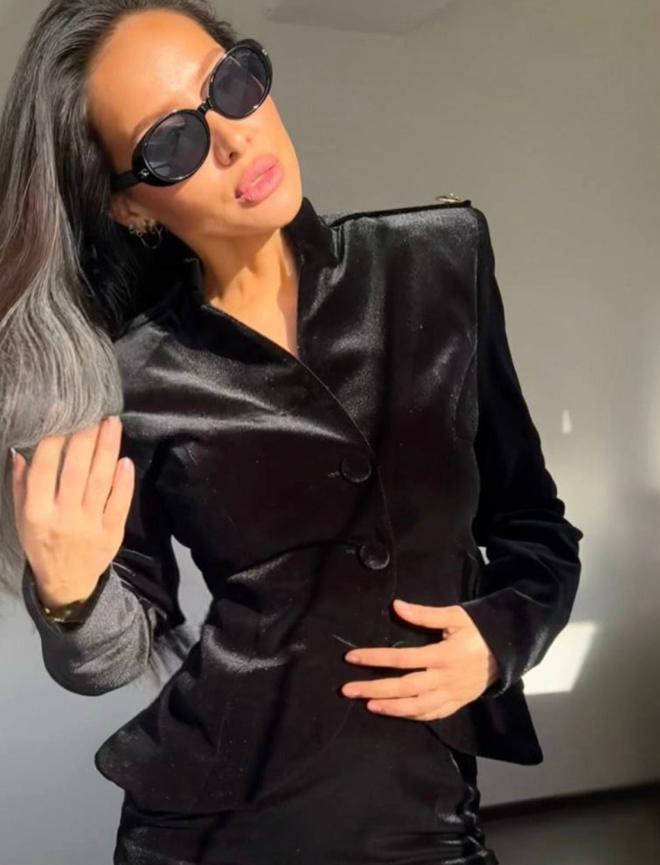 Blazer court en velours "Imba"